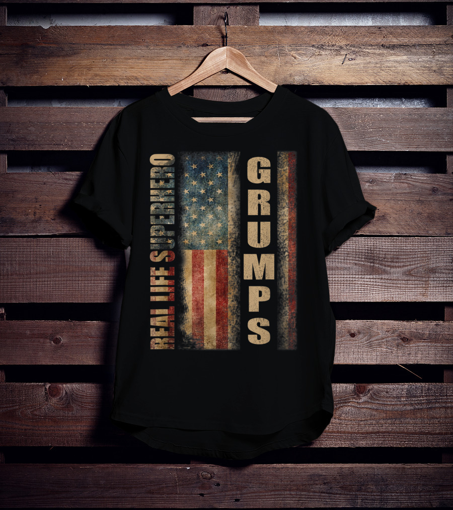 Real Life Superhero Grumps America Flag Mens T-Shirt