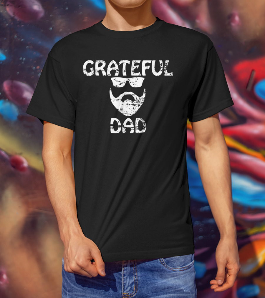 Grateful Dad Distressed Beard And Sunglasses T-Shirt