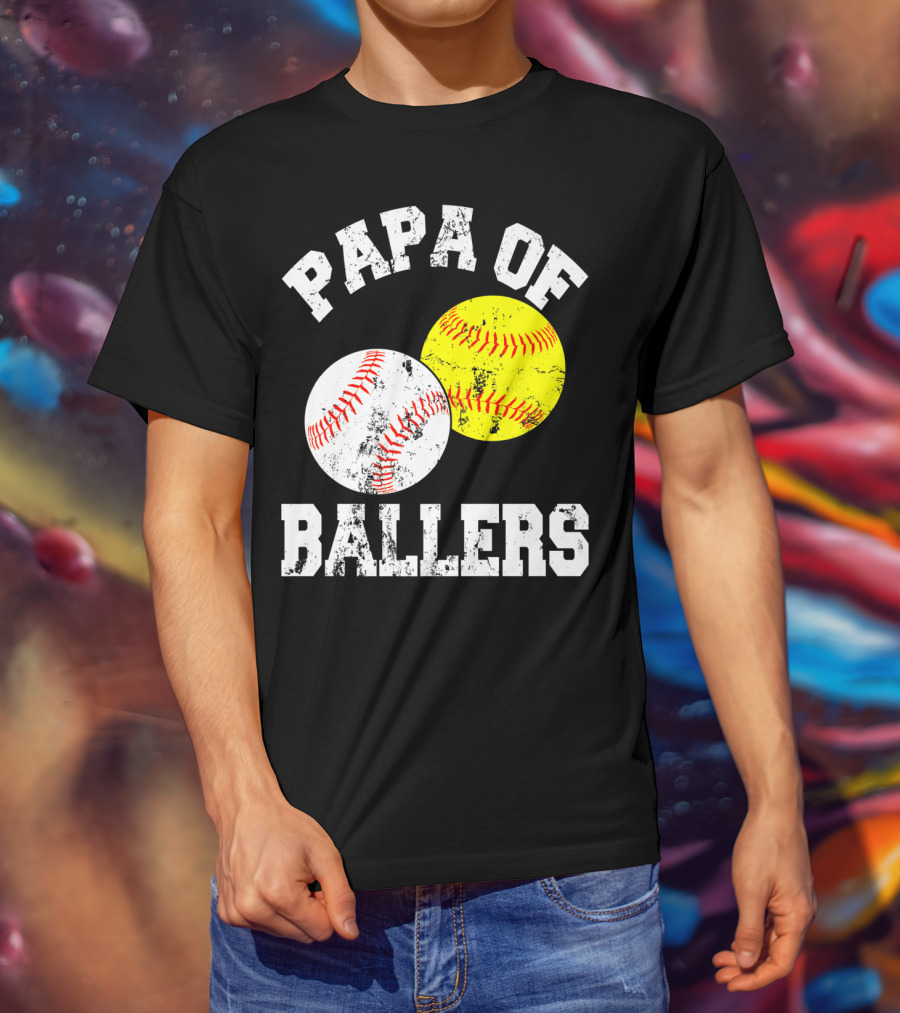Papa Of Ballers Baseball Softball T-Shirt