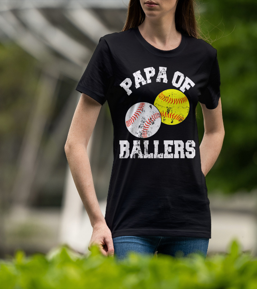 Papa Of Ballers Baseball Softball T-Shirt