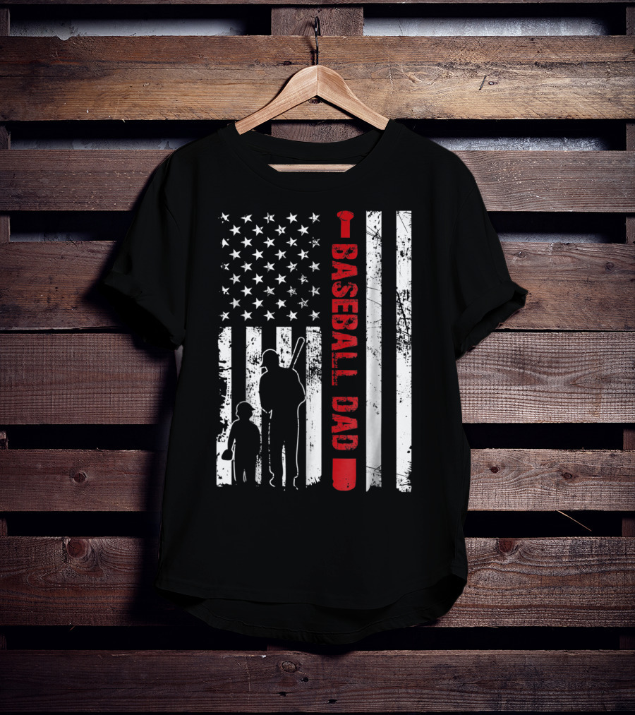 American Flag Baseball Dad Father's Day USA Sports T-Shirt
