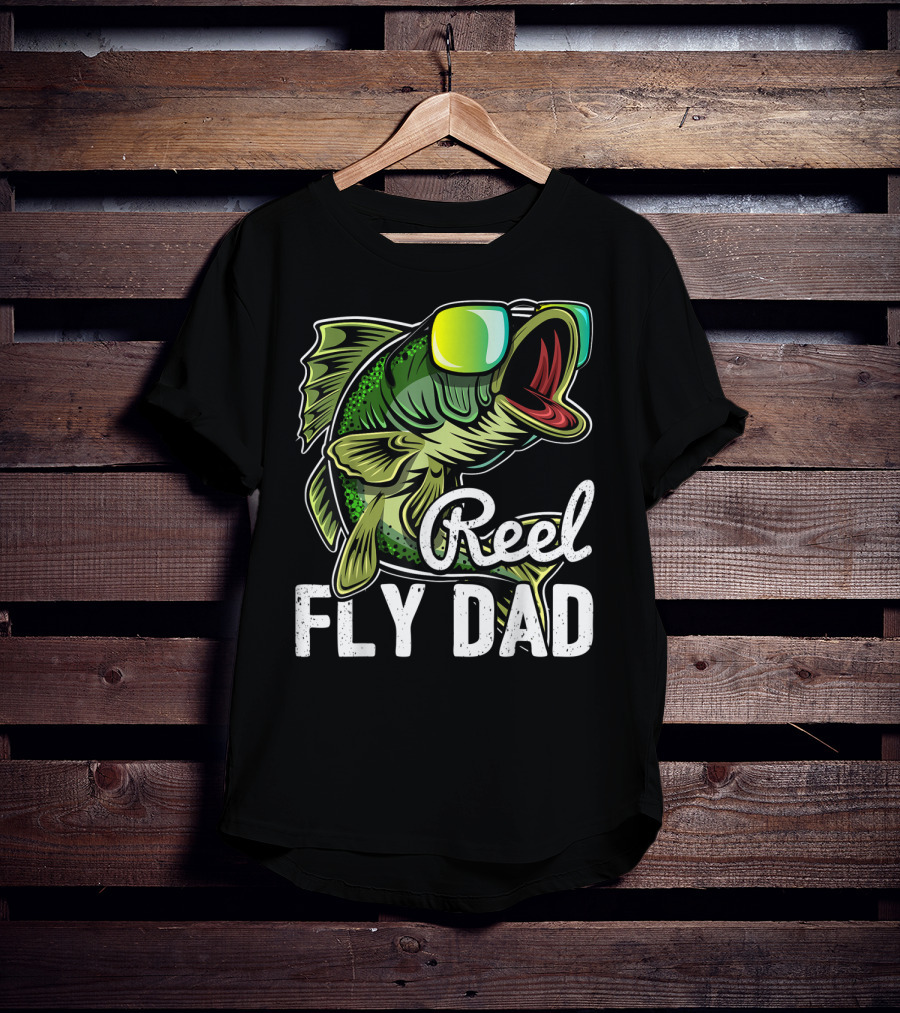 Reel Fly Dad Fishing Sunglasses Bass Fly Fishing T-Shirt