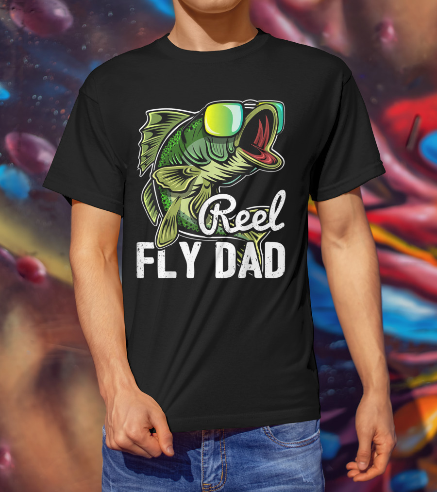 Reel Fly Dad Fishing Sunglasses Bass Fly Fishing T-Shirt