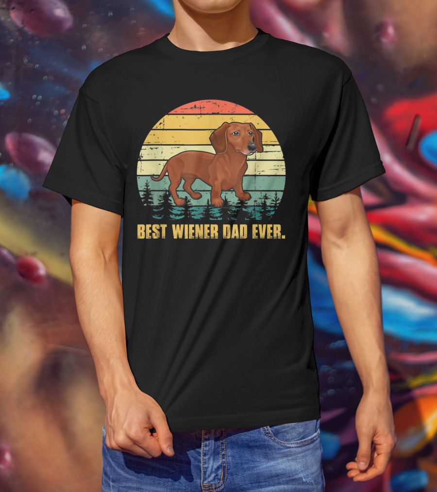 Best Wiener Dad Ever Mens Vintage Dachshund T-Shirt