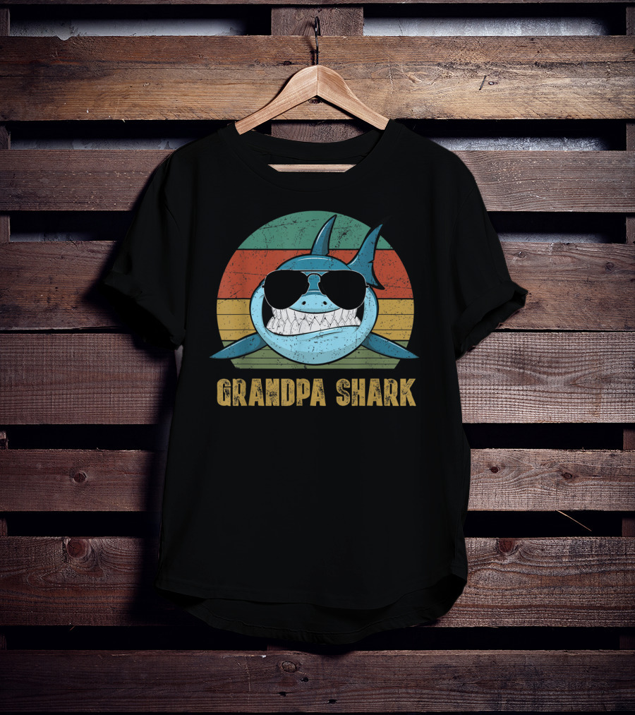 Grandpa Shark Vintage Retro Sunglasses T-Shirt