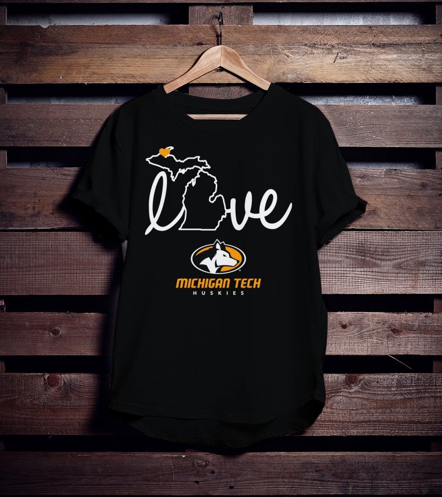 Love Michigan Tech Huskies State Map Iconic T-Shirt