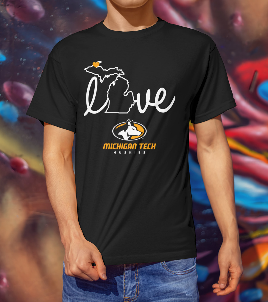 Love Michigan Tech Huskies State Map Iconic T-Shirt
