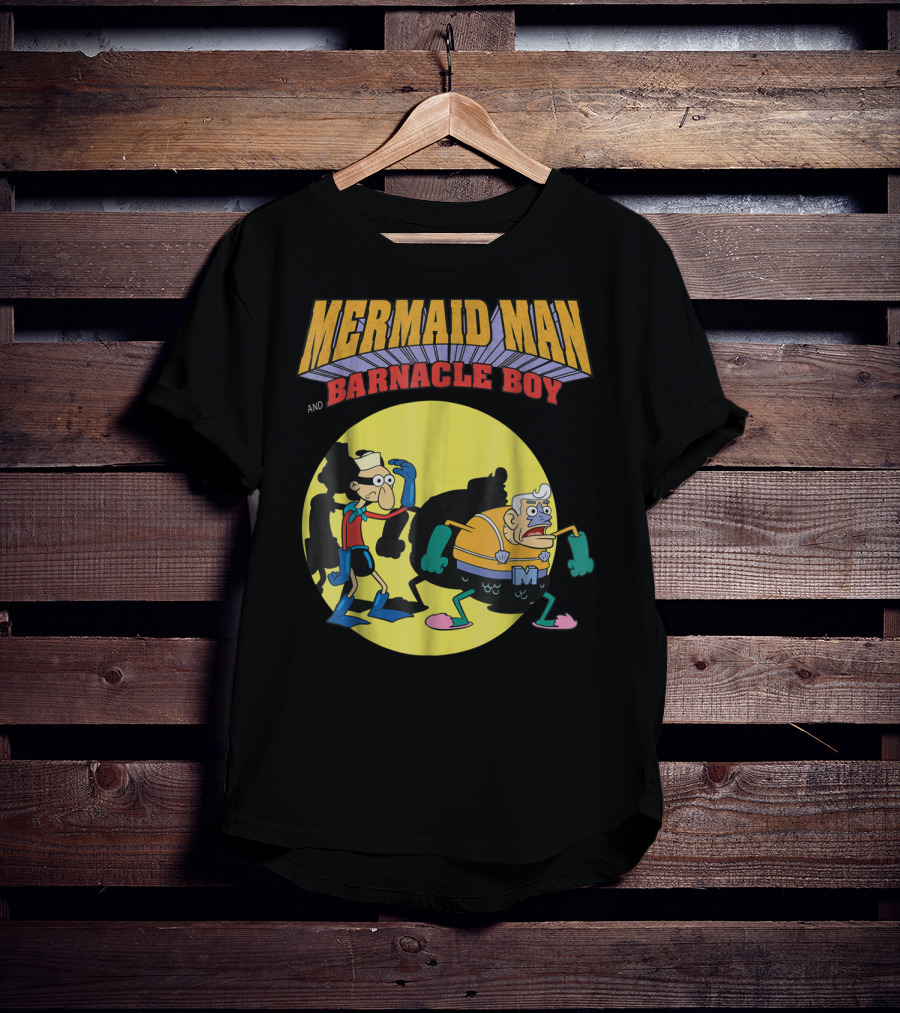 Mermaid Man And Barnacle Boy Nickelodeon Spongebob SquarePants Vintage Comic T-Shirt