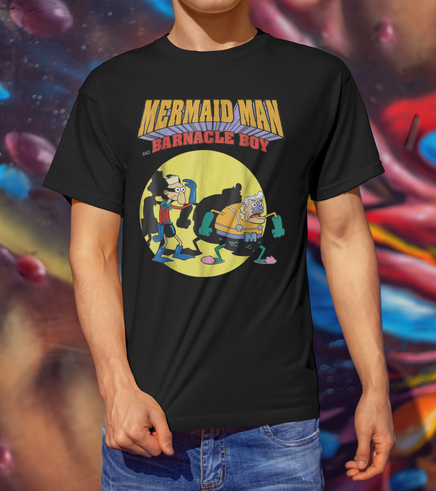 Mermaid Man And Barnacle Boy Nickelodeon Spongebob SquarePants Vintage Comic T-Shirt