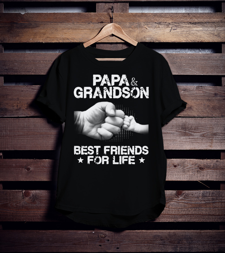 Papa And Grandson Best Friends For Life Fist Bump Connection T-Shirt