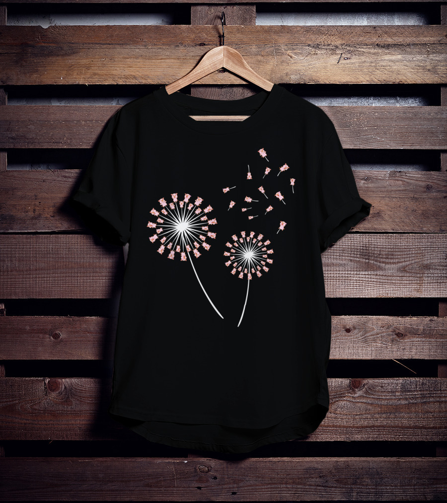 Pig Dandelion Blossoms Transforming With Whimsical Breeze T-Shirt