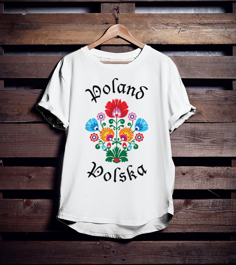 POLAND Folk Flowers WYCINANKI Polska Polish Fest Floral T-Shirt
