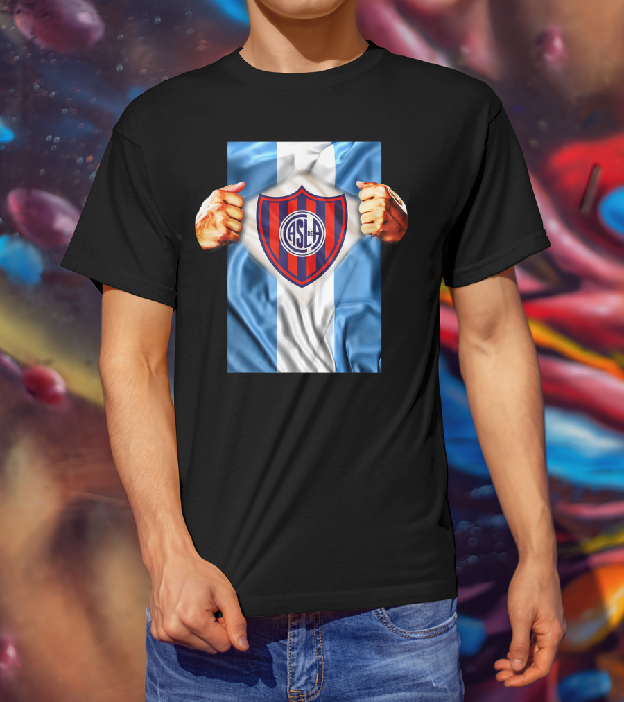 San Lorenzo Heartbeat ASL De Football Soccer Fans Logo Emblem T-Shirt