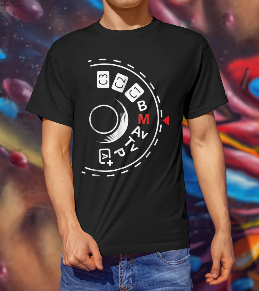 Photography Mode Dial B A M Av Tv P Iconography For Manual Shoot Enthusiasts T-Shirt