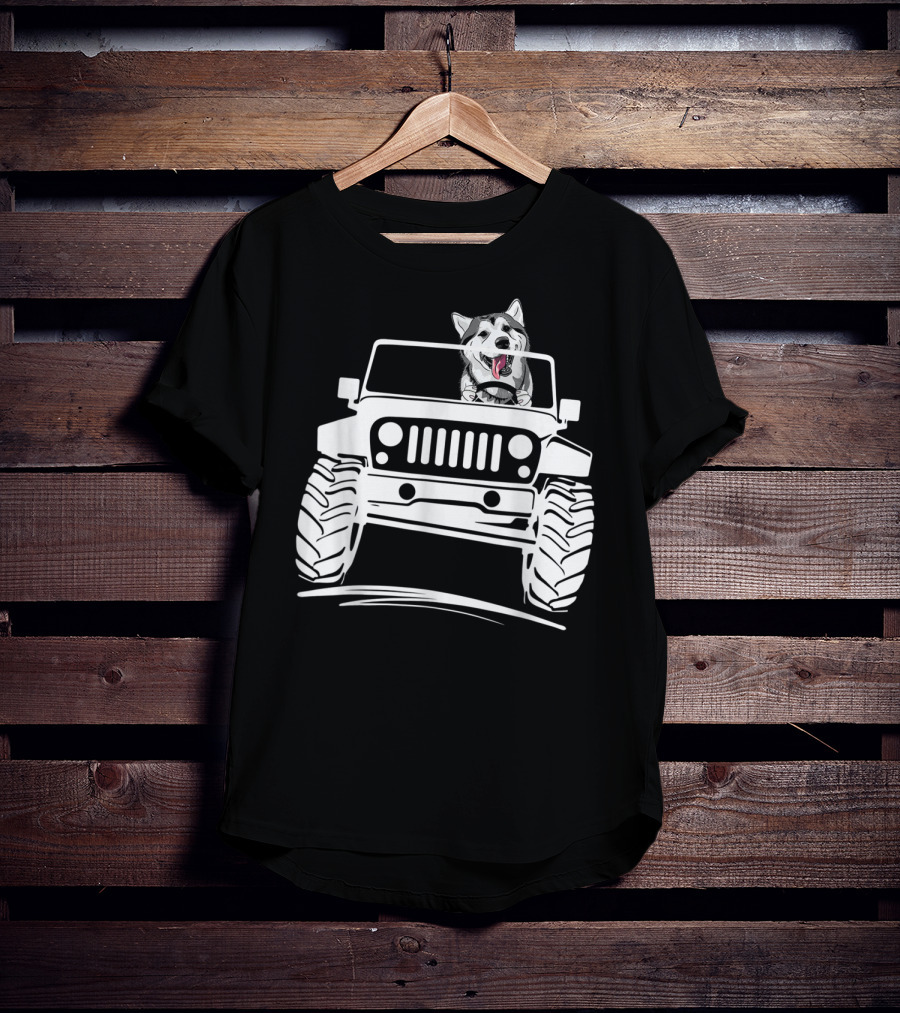 Siberian Husky Off-Road Adventure Jeep Enthusiasts T-Shirt
