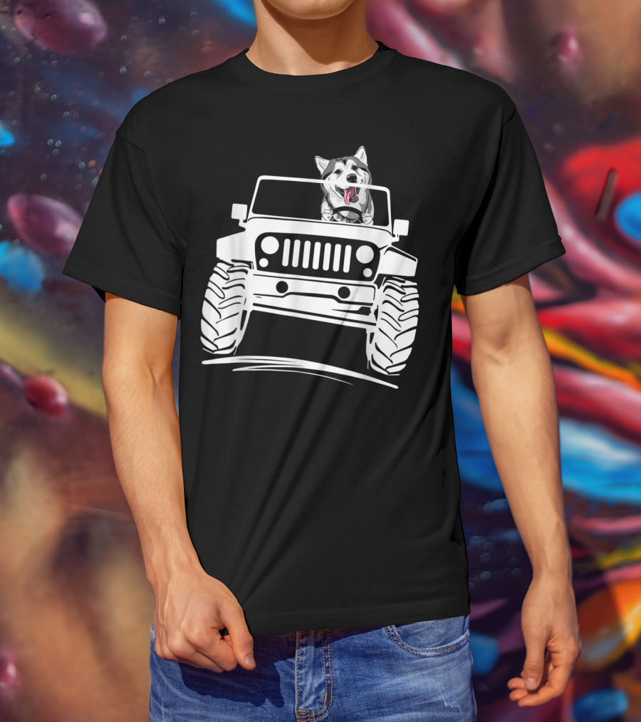 Siberian Husky Off-Road Adventure Jeep Enthusiasts T-Shirt
