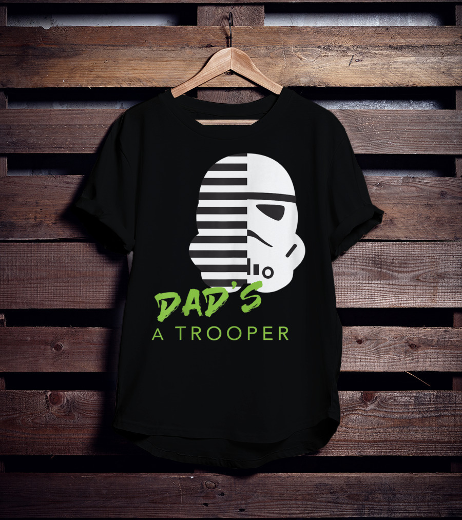 Star Wars Stormtrooper Dad's A Trooper Black And White Helmet T-Shirt