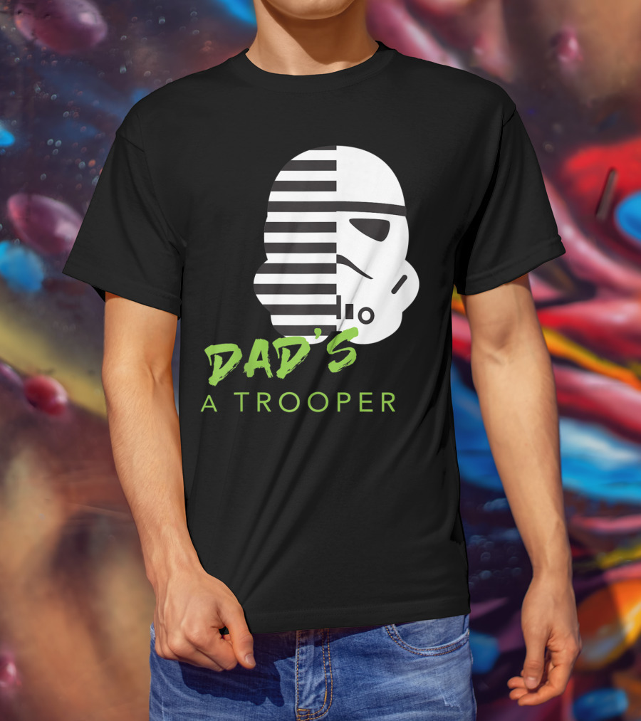 Star Wars Stormtrooper Dad's A Trooper Black And White Helmet T-Shirt
