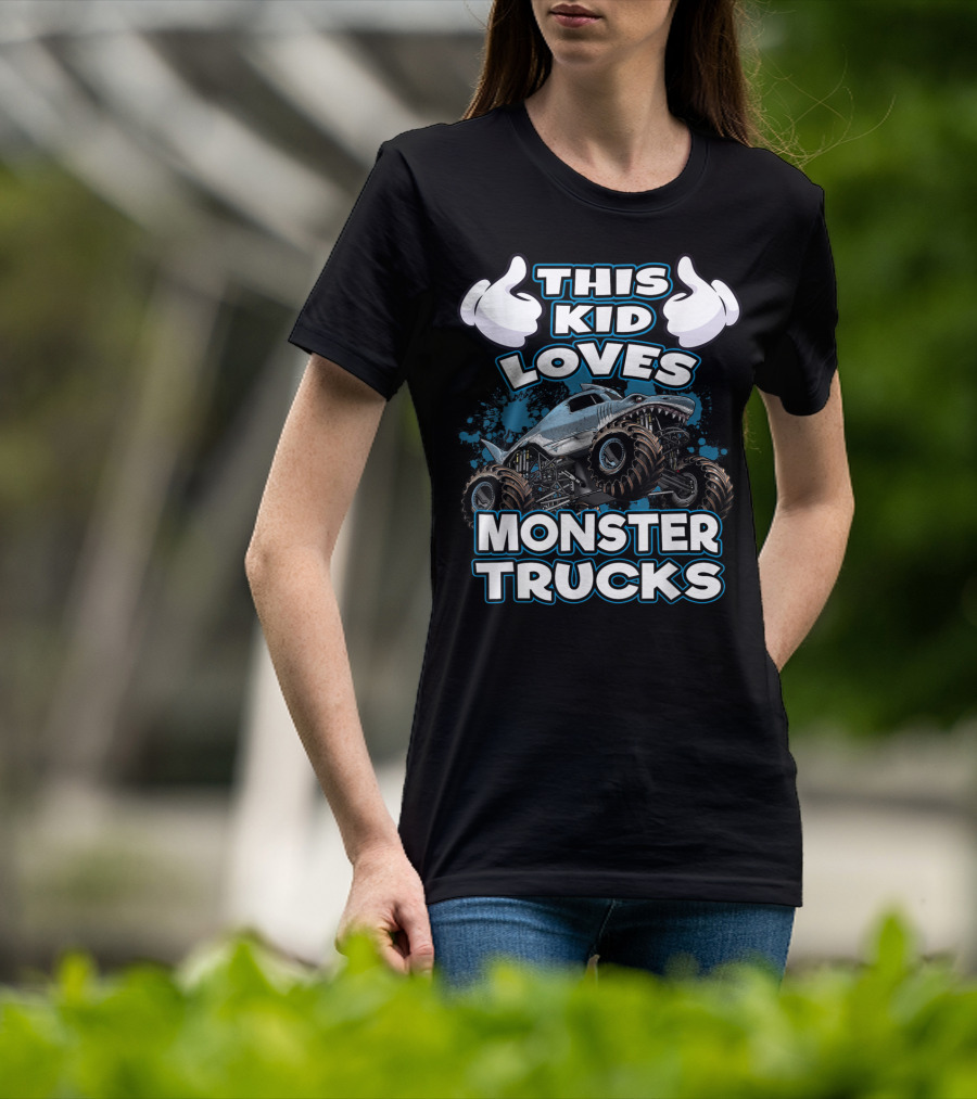 This Kid Loves Monster Trucks And Shark-Themed Off-Road Vehicles T-Shirt