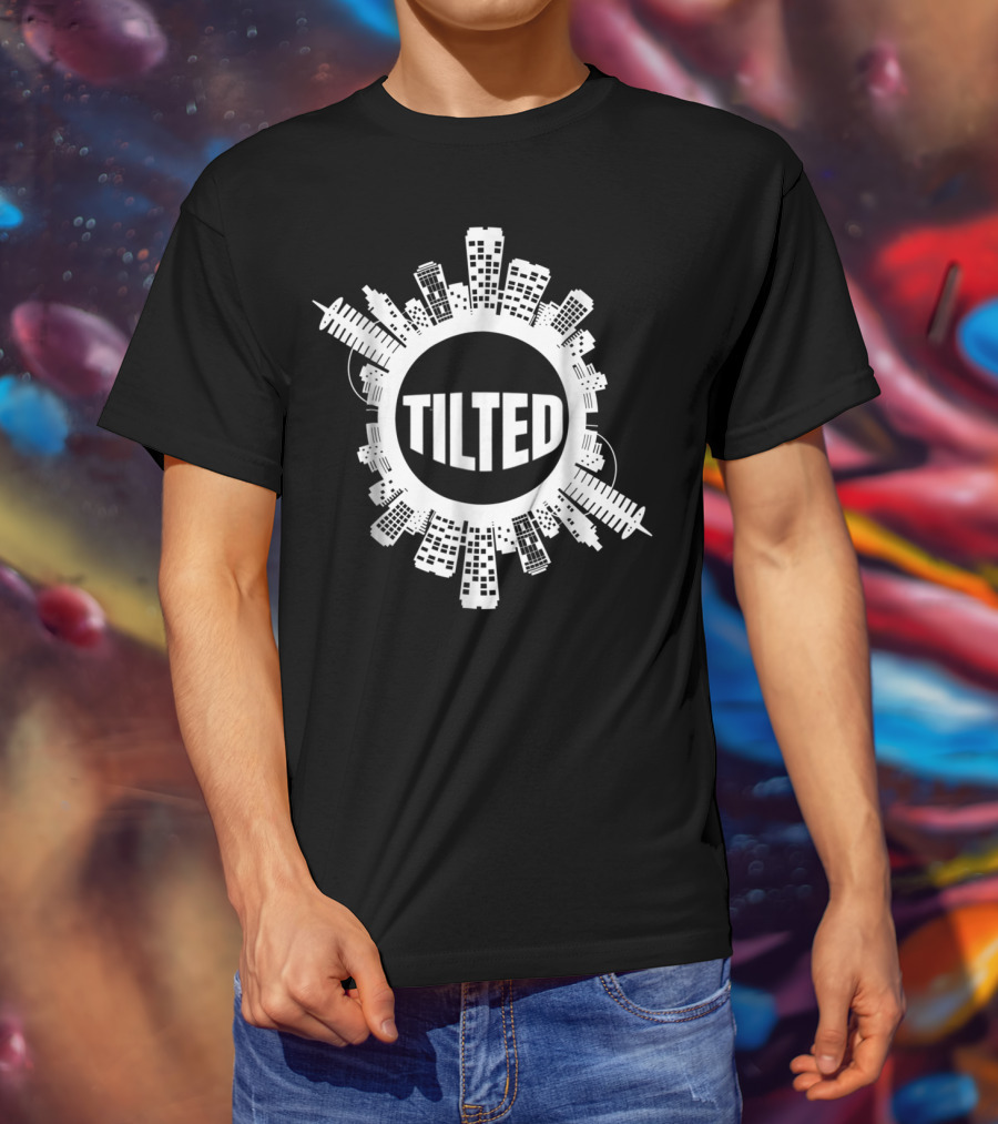 Tilted For Gamers And Gamer Girls City Skyline T-Shirt