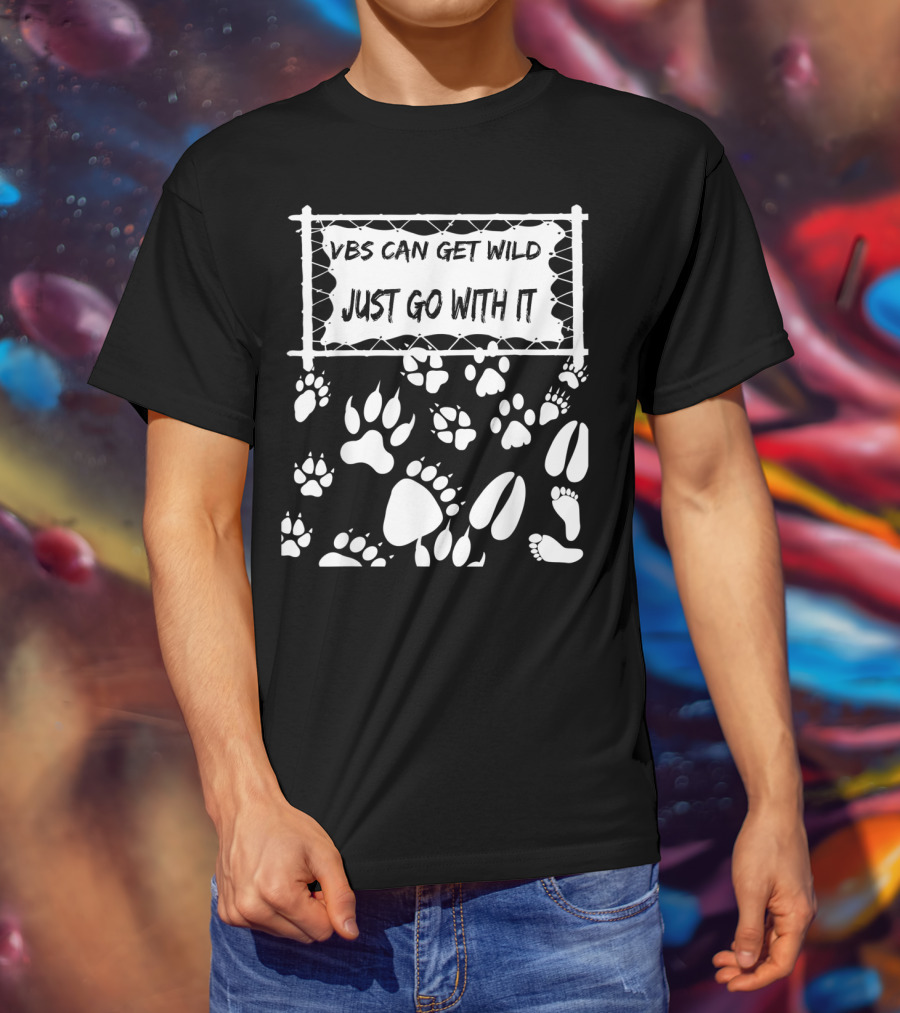 VBS Can Get Wild Just Go With It Animal Footprints Fence T-Shirt