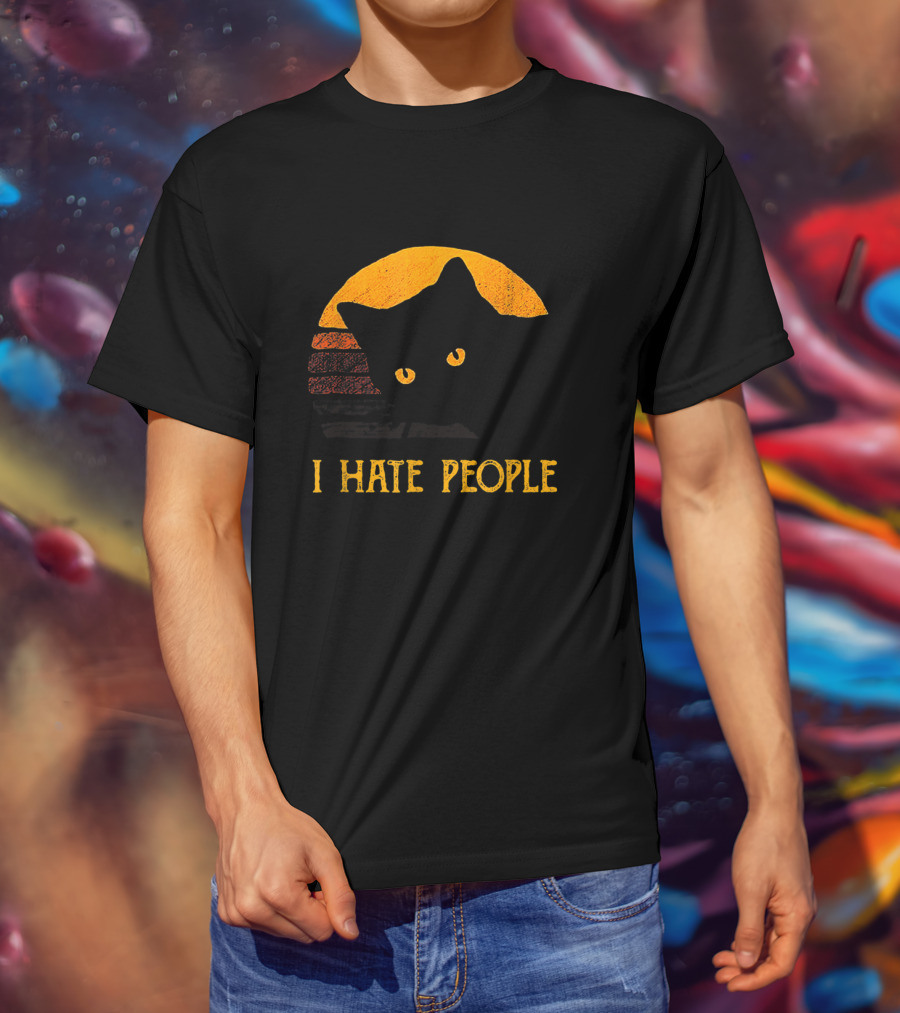 Vintage I Hate People Cat T-Shirt