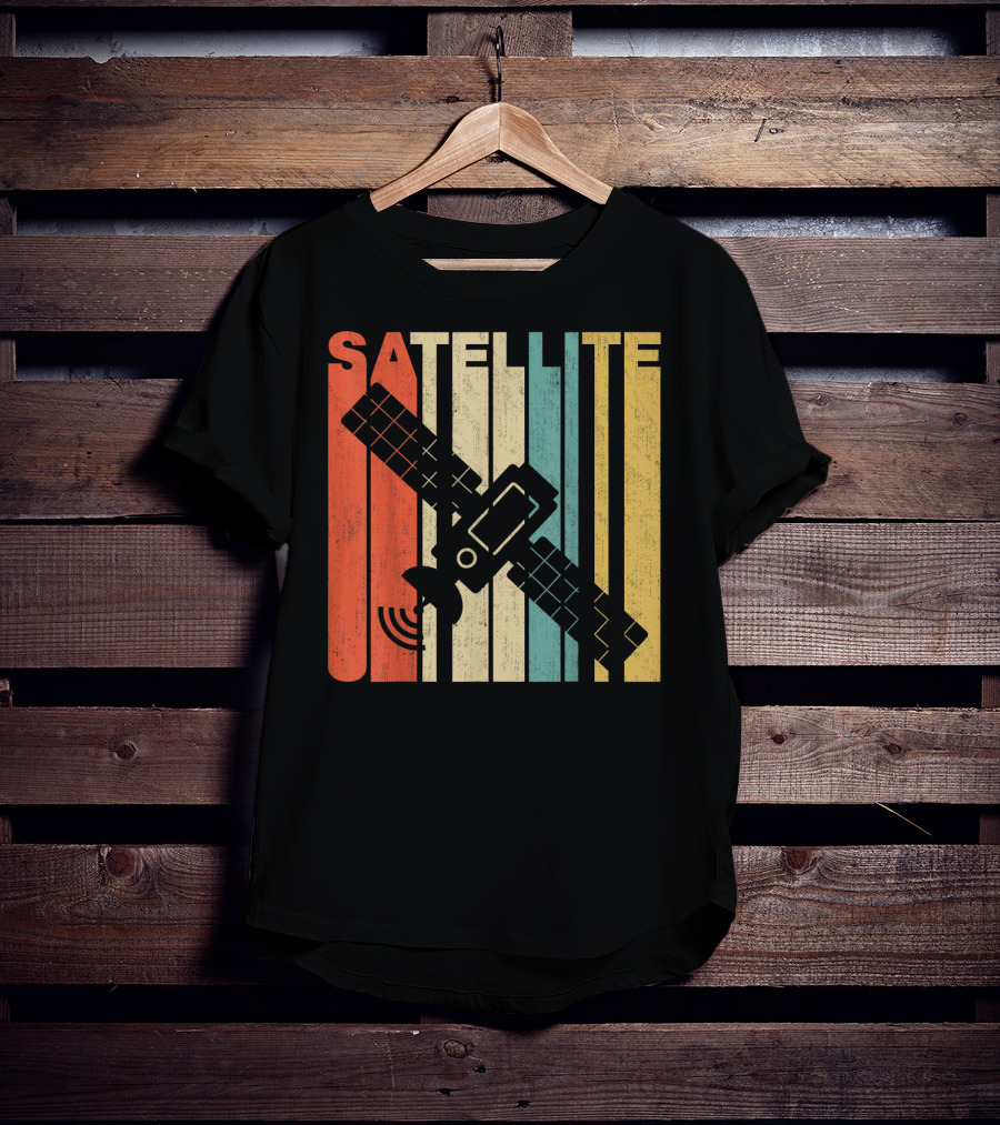 Vintage Satellite Retro Stripes Spacecraft T-Shirt