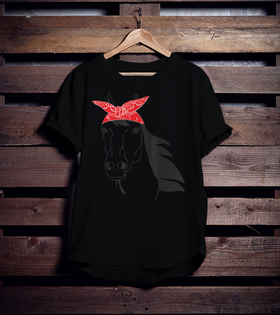 Funny Horse Lover Cowgirl Western Bandanna Red Bandana T-Shirt