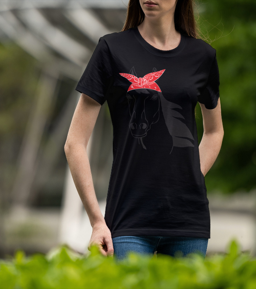 Funny Horse Lover Cowgirl Western Bandanna Red Bandana T-Shirt