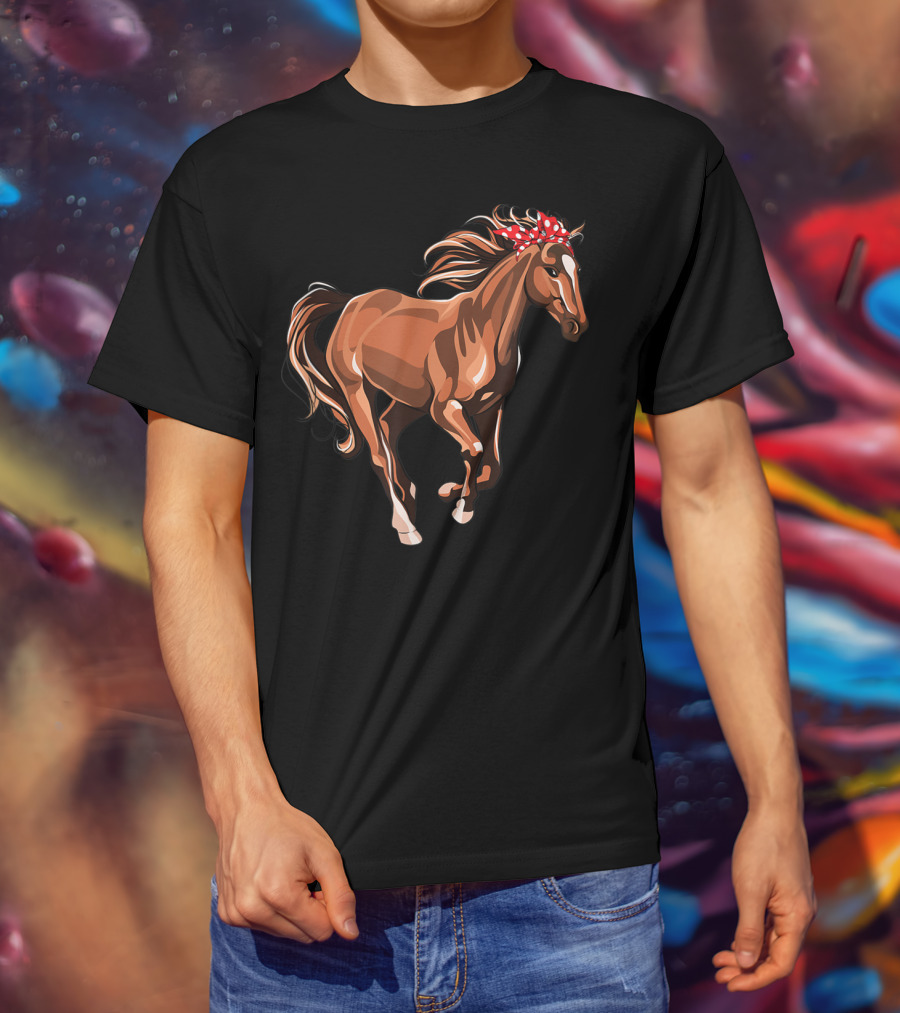 Funny Horse Mom Red Bandana T-Shirt