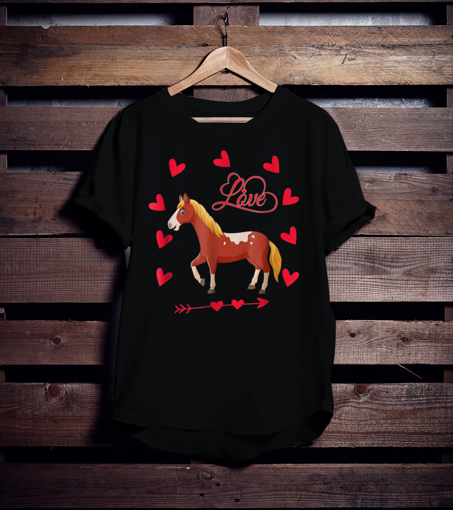 Love Heart Arrow Funny Horse Valentine's T-Shirt