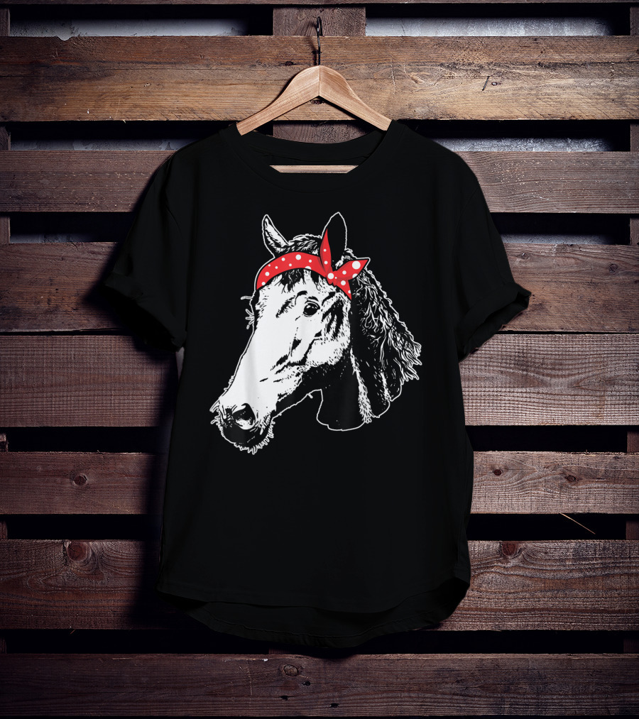 Funny Horse Red Bandana I Love Horse T-Shirt