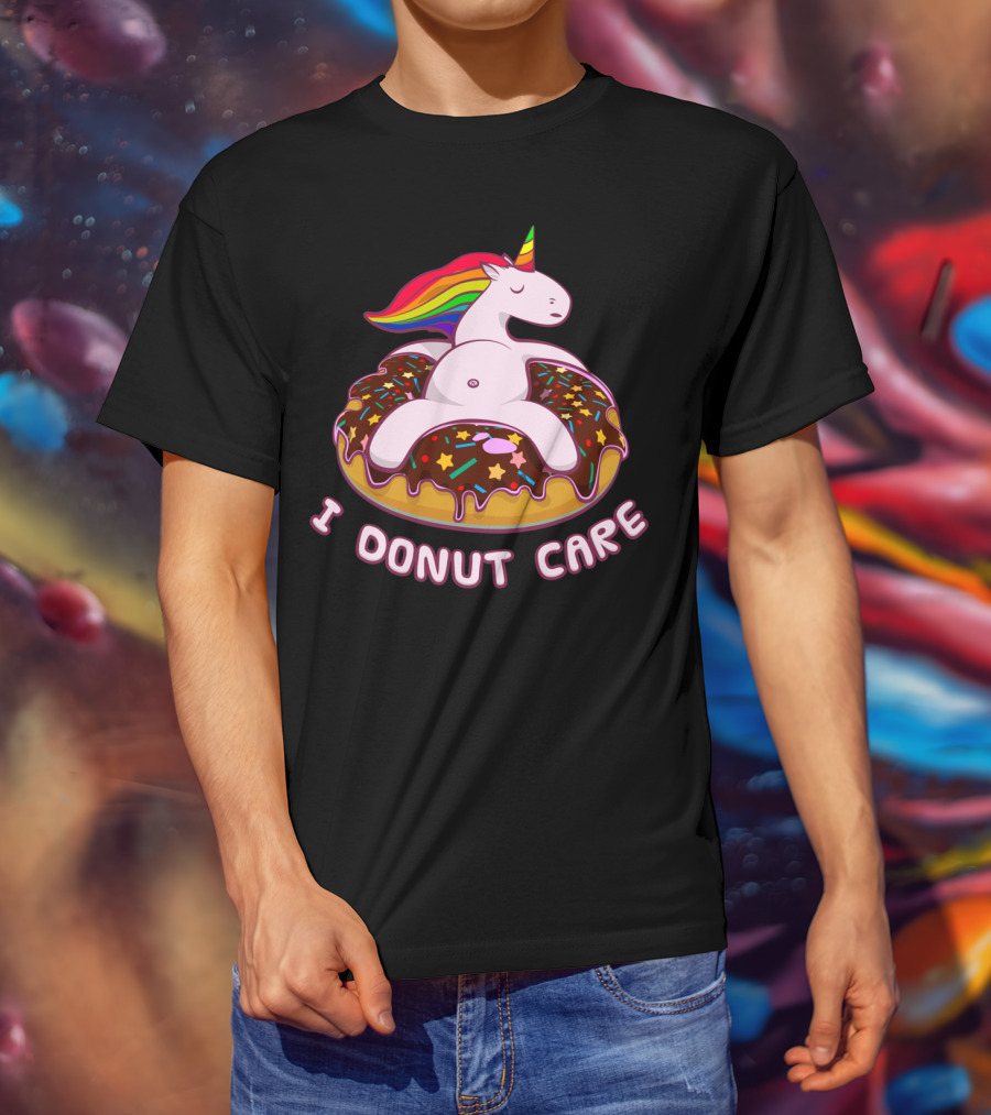Funny Unicorn I Donut Care Magical Horse Pool Donut T-Shirt