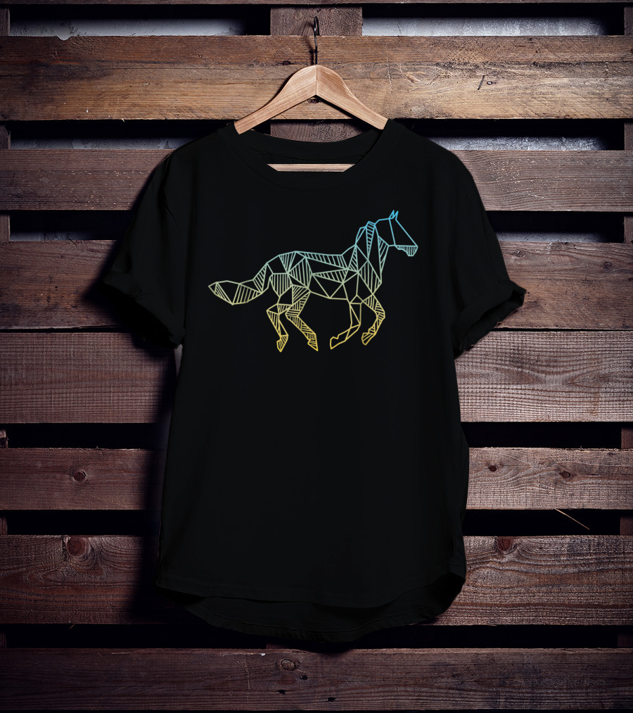 Geometric Wild Horse Equestrian Horseback T-Shirt