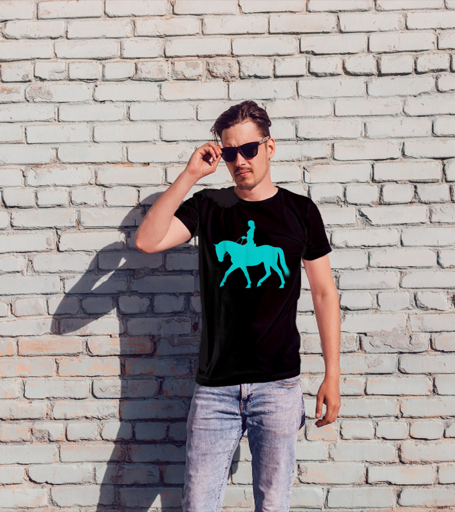 Girl Riding Horse Light Blue T-Shirt
