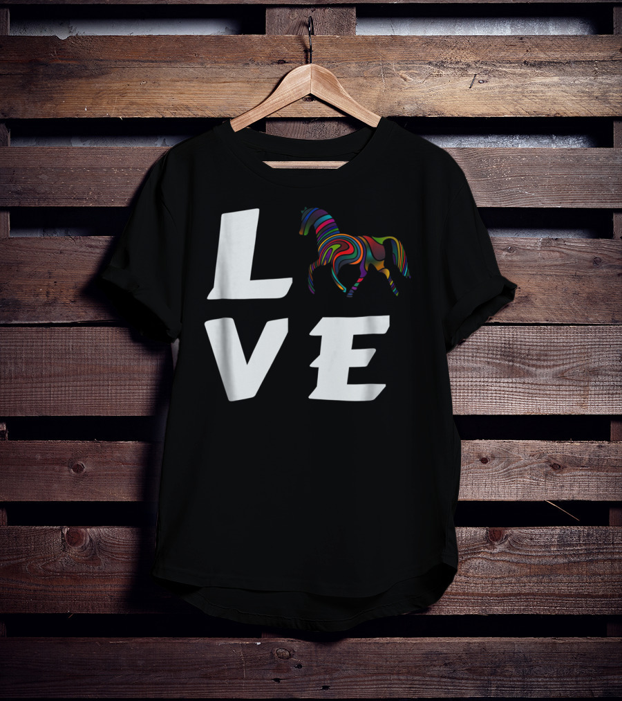 LOVE Girls Love Horses Colorful Horse T-Shirt