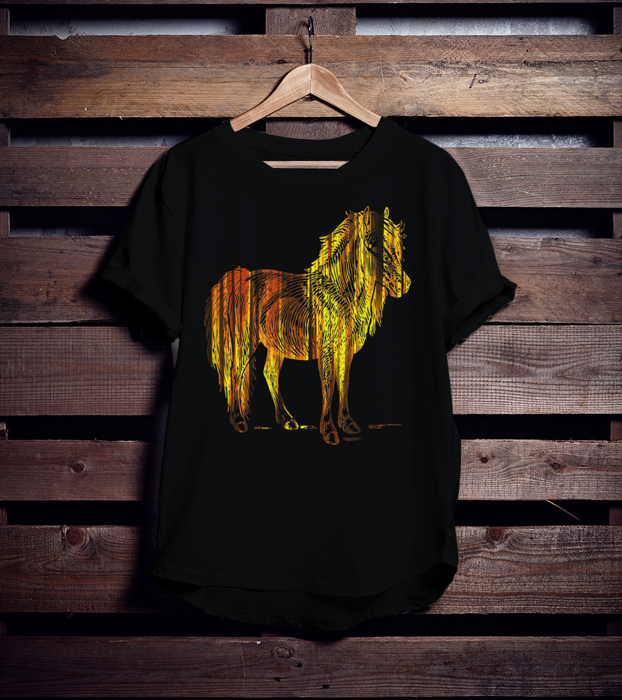 Golden Sparkling Horse Illuminated Elegance T-Shirt
