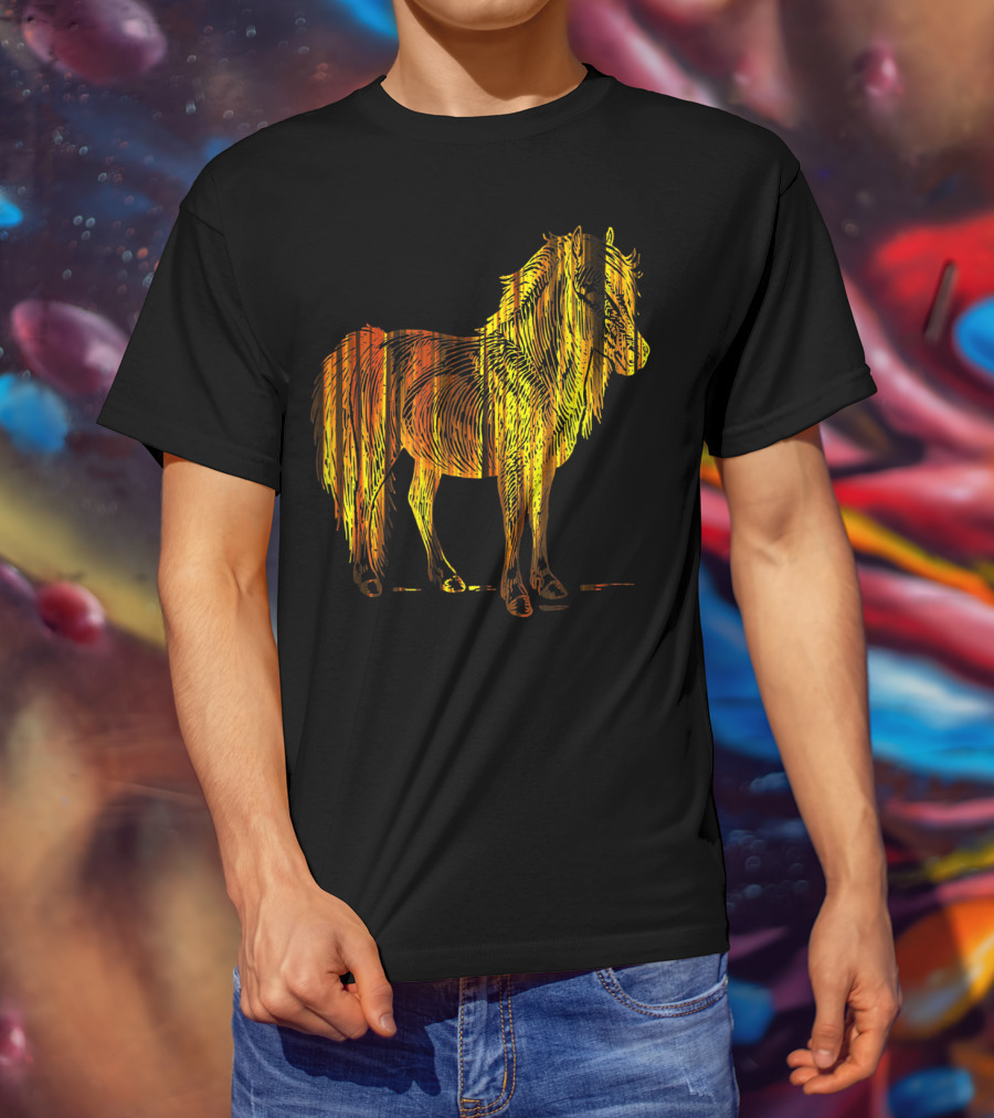 Golden Sparkling Horse Illuminated Elegance T-Shirt