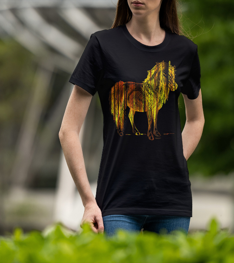 Golden Sparkling Horse Illuminated Elegance T-Shirt