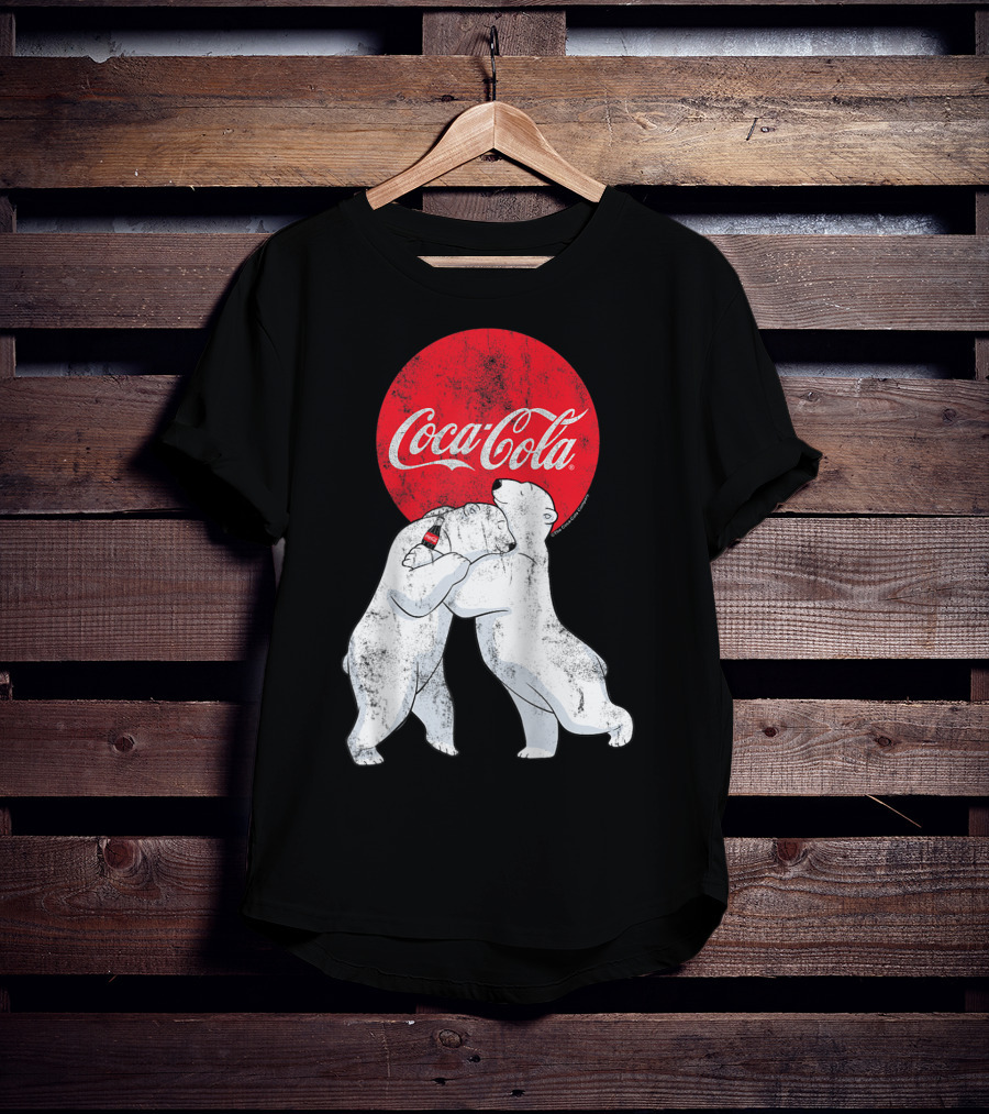 Coca-Cola Christmas Polar Bears Hugging With Red Circle Classic BL T-Shirt