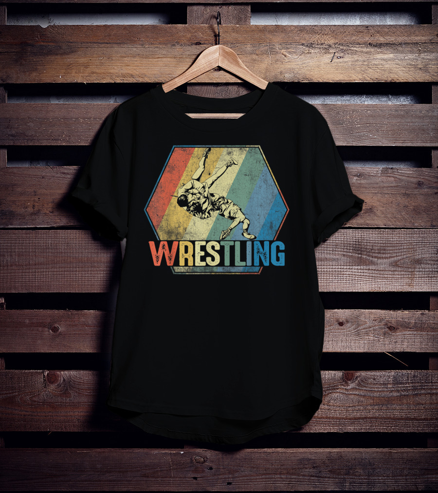 Retro Style Wrestling Throwdown Classic Sports Action T-Shirt