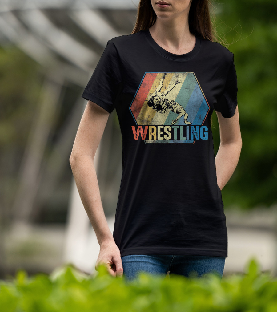 Retro Style Wrestling Throwdown Classic Sports Action T-Shirt