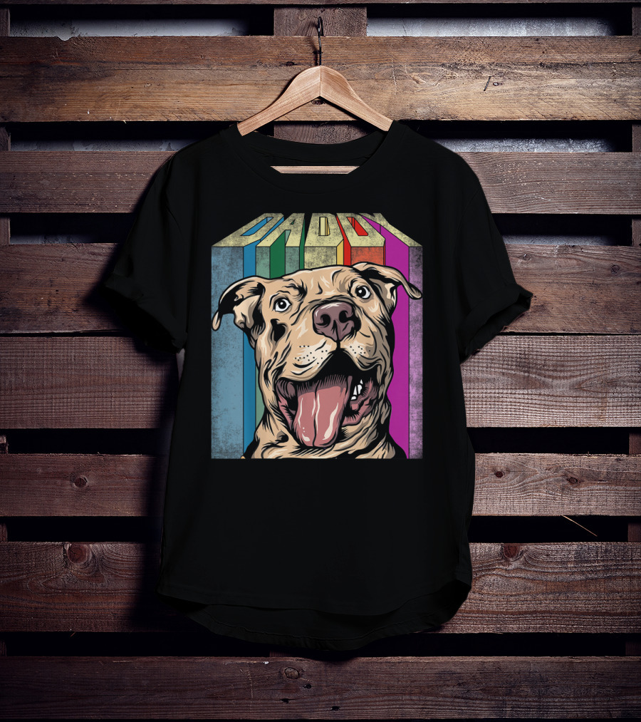 Daddy Colorful Pitbull Dog T-Shirt