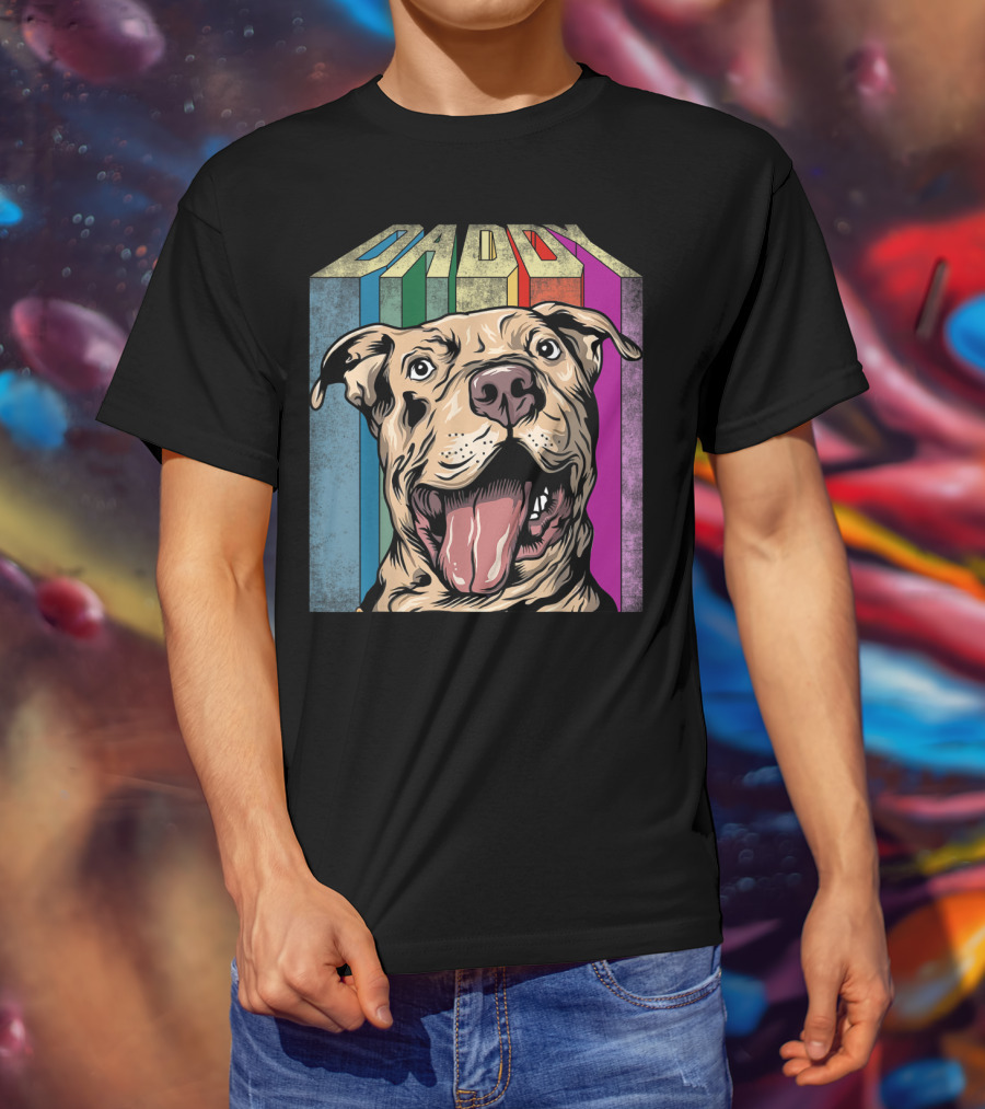 Daddy Colorful Pitbull Dog T-Shirt