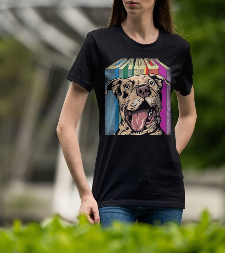Daddy Colorful Pitbull Dog T-Shirt