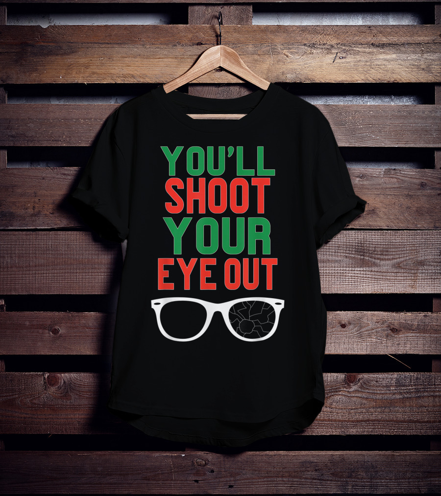 You'll Shoot Your Eye Out Funny Classic Christmas Glasses Cracked Lens T-Shirt