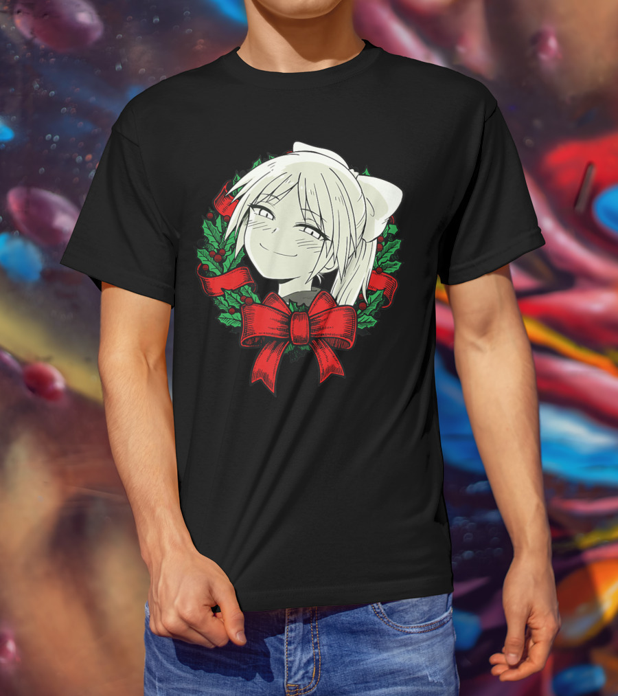 Funny Merry Christmas Manga Classic Wreath Happy T-Shirt
