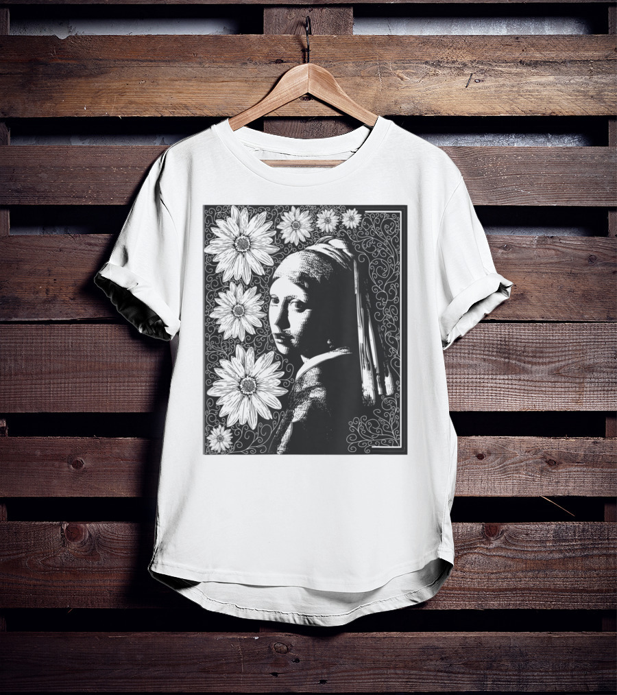 Girl With A Pearl Earring Floral T-Shirt