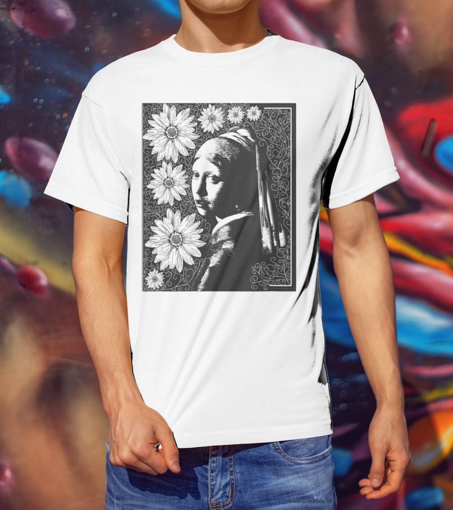 Girl With A Pearl Earring Floral T-Shirt