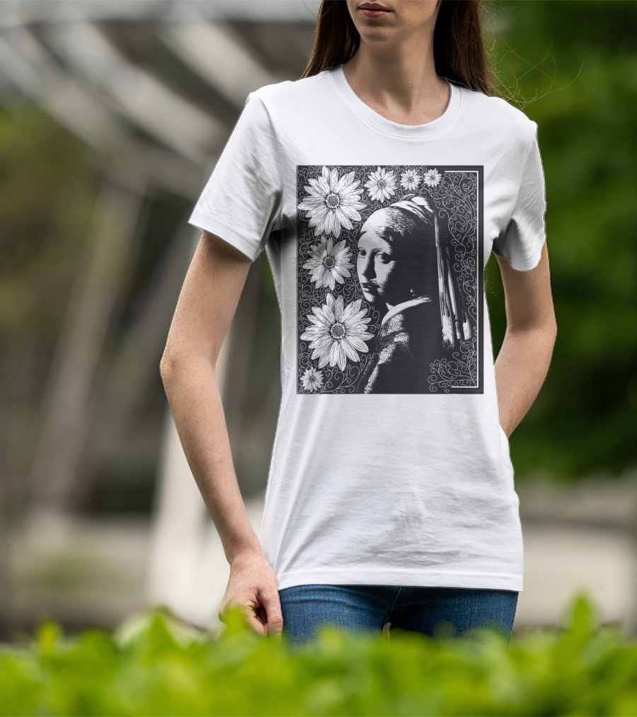 Girl With A Pearl Earring Floral T-Shirt
